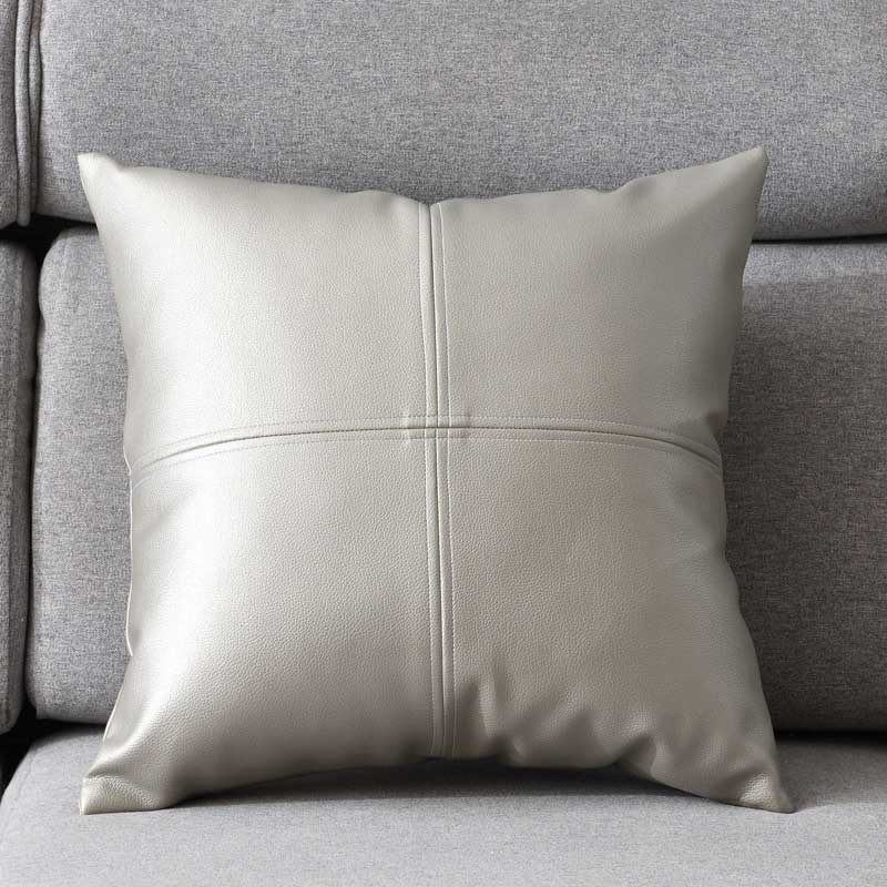 1pcs Sofa Bench Seat Pillow Leather Stitching Insert Filling Cushions 45x45cm: light grey / Cover