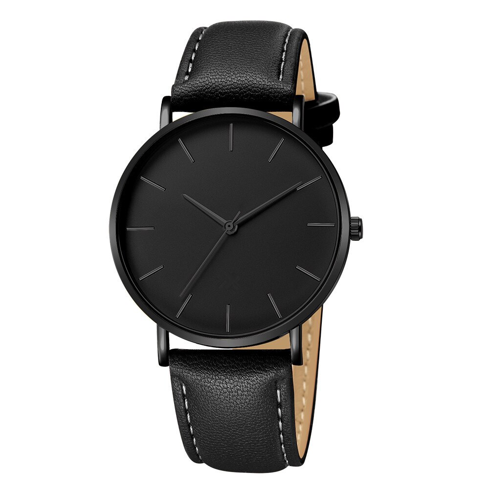 Minimalistische Mannen Quartz Horloge Mode Ultra Dunne Horloges Eenvoudige Mannen Business Lederen Mesh Riem Quartz Horloge Relogio Masculino: D