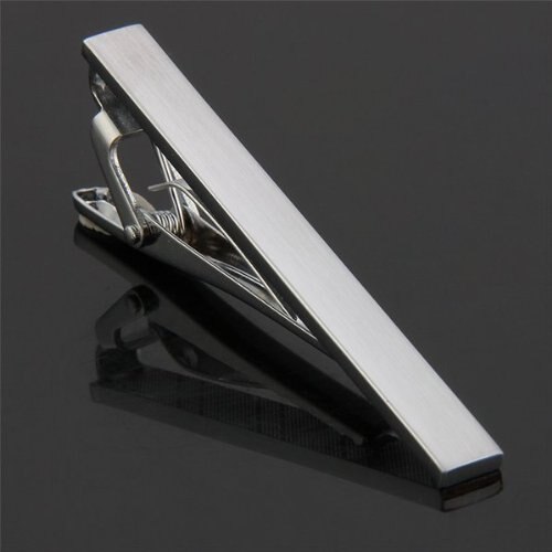 Semplice Uomini Cravatta Tono Argento del Metallo Morsetto Tie Clip di Chiusura Bar Spille Da Sposa