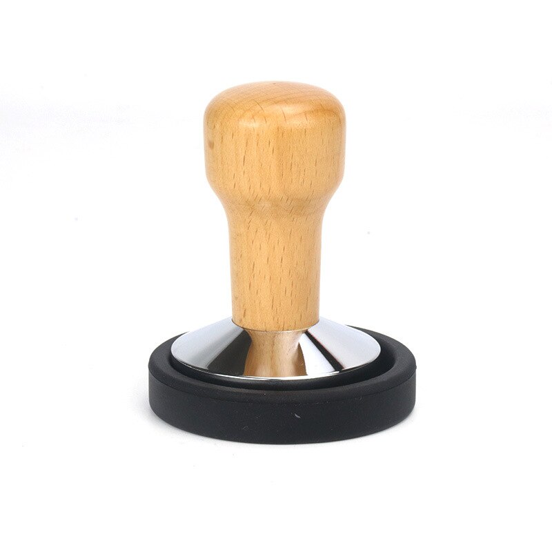 Tamper à café en acier inoxydable avec poignée pour café italien: Bois -53mm- tampons