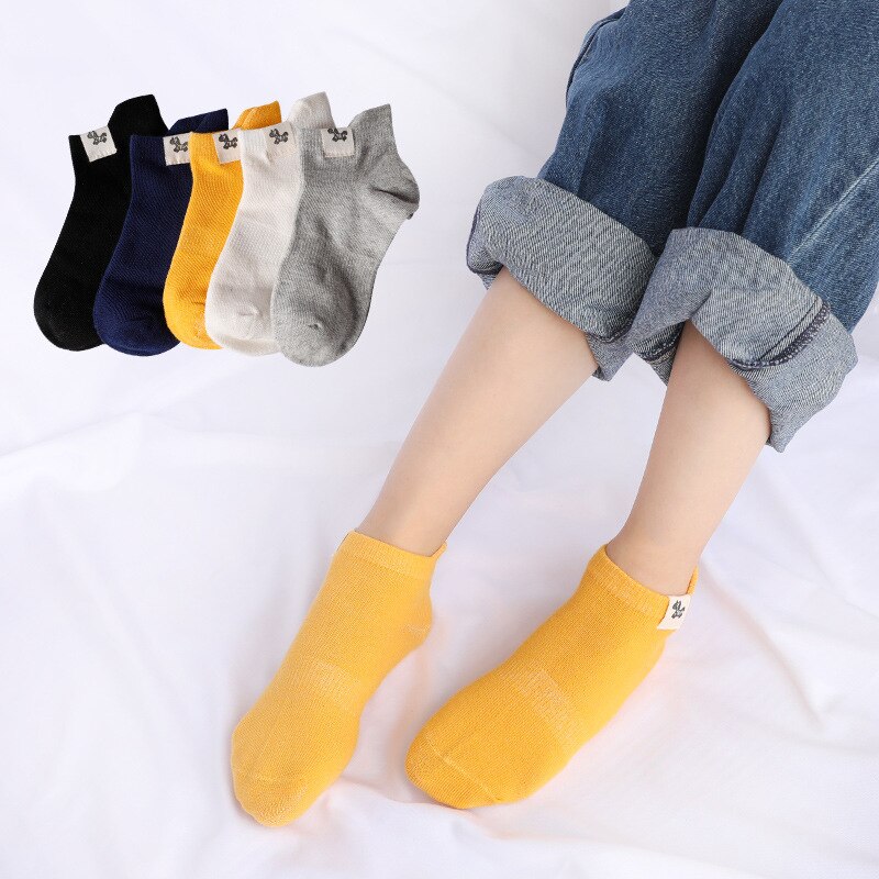 5 pairs of children's socks boys' solid socks school children's sports elastic socks spring and autumn summer breathable