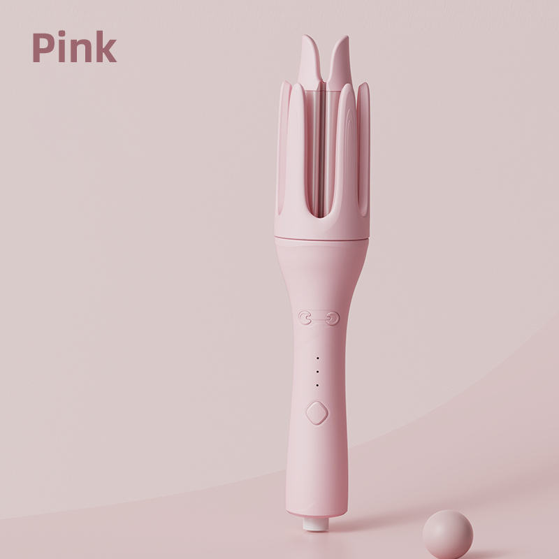 Automatische Haar Krultang 28mm Negatieve Ionen Elektrische Keramische Krultang Stok Roterende Krul Golven Anti-Wirwar Krultang Styler: Roze / VS