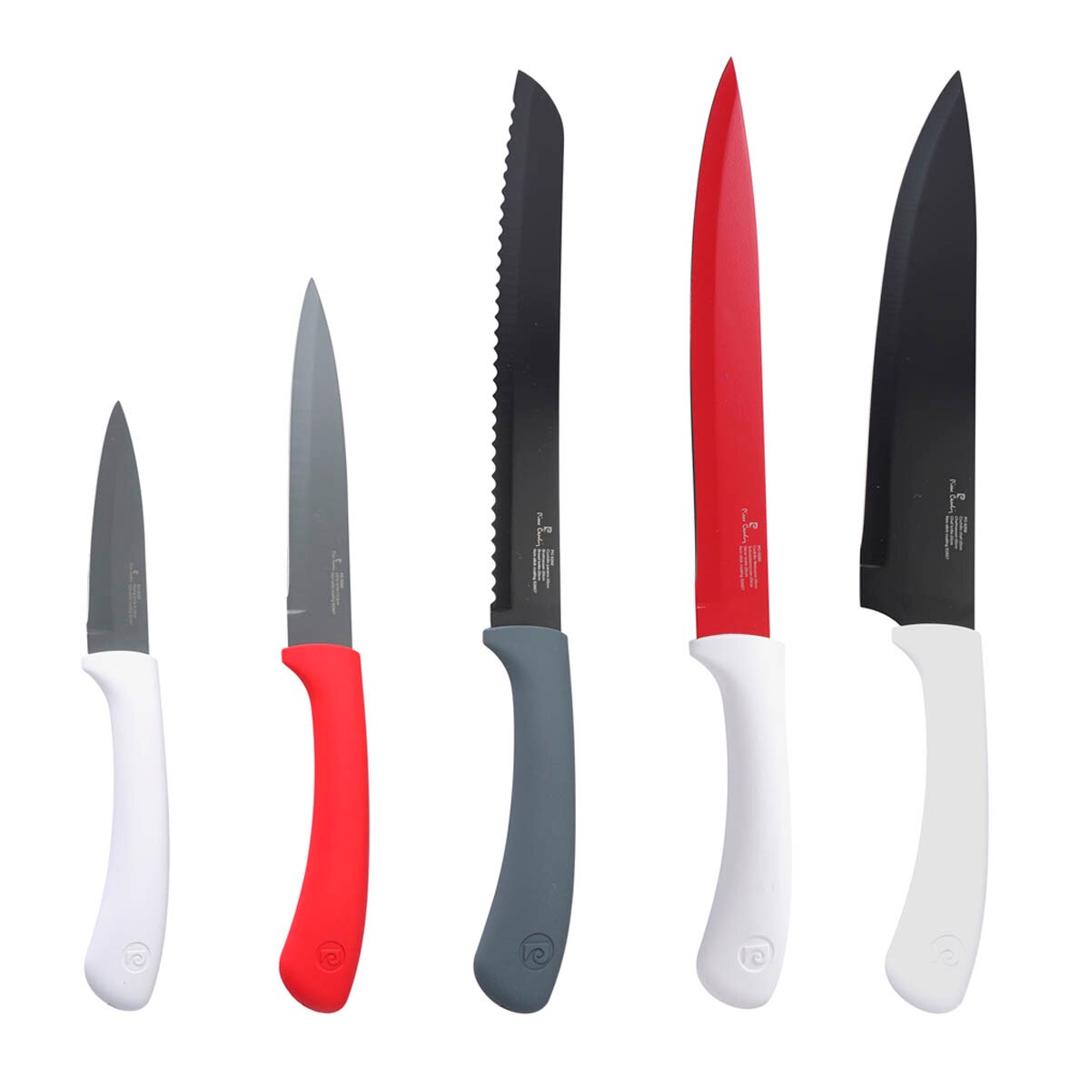 Set de cuchillos 5 pcs Eclat Pierre Cardin, acero inoxidable, colores, elegantes, modernos, resistentes, duraderos, antidherentes, agarre comodo y seguro, fácil limpieza,