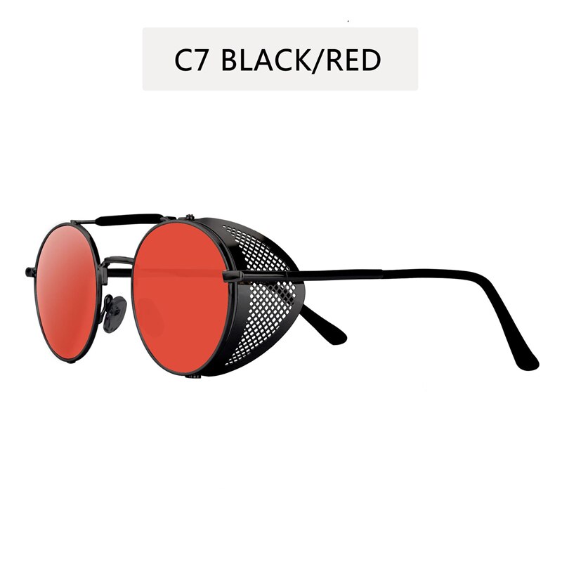 Retro runde metal solbriller mænd kvinder mærke steampunk vintage briller oculos de sol nuancer uv beskyttelse: C7