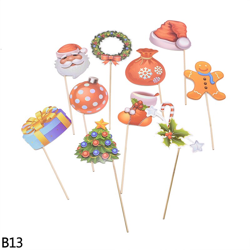 Accessoire de stand Photo joyeux noël, père noël bonhomme de neige, décoration de noël, accessoire à photos pour enfants, masque drôle, fournitures pour fête de nouvel an: b13