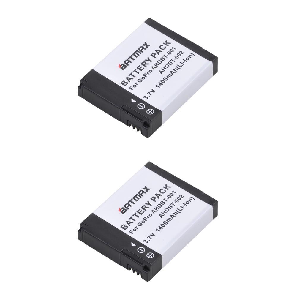 2x 1400 mah batteri + dobbelt usb oplader til gopro hd hero 2 og gopro ahdbt -001,  ahdbt -002 hero 2: 2 stk