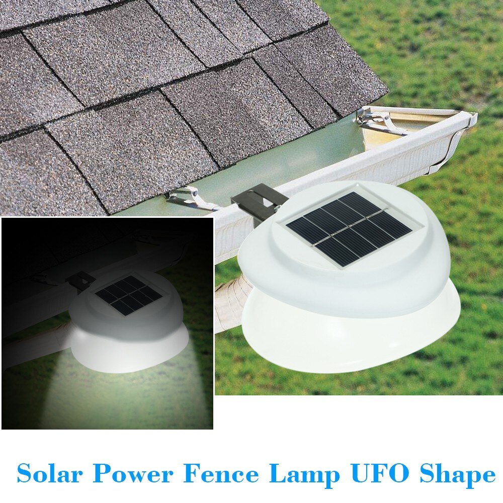 Lámpara de valla de energía Solar con forma de ovni, 9 luces LED para canalones, Panel Solar, luz muy brillante para exteriores, resistente al agua