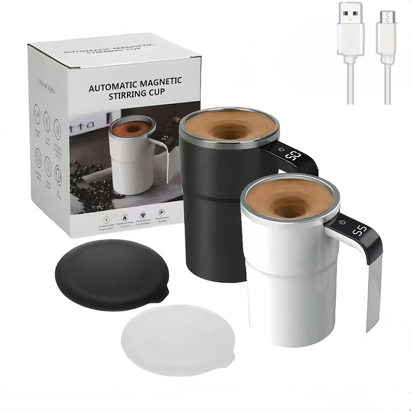 Caneca elétrica de café com mistura automática, 380ml, ip67, à prova d'água, agitação de café, carregamento usb, display digital, copo magnético automático
