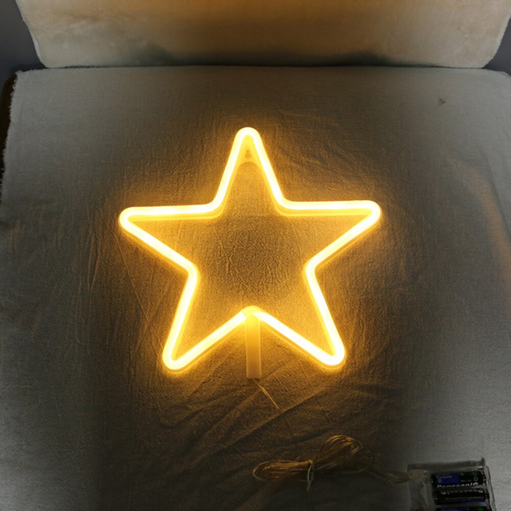 Led Star Shape Wall Hanging Neon Light Festival Christmas Indoor Party Decor Bedroom Desktop