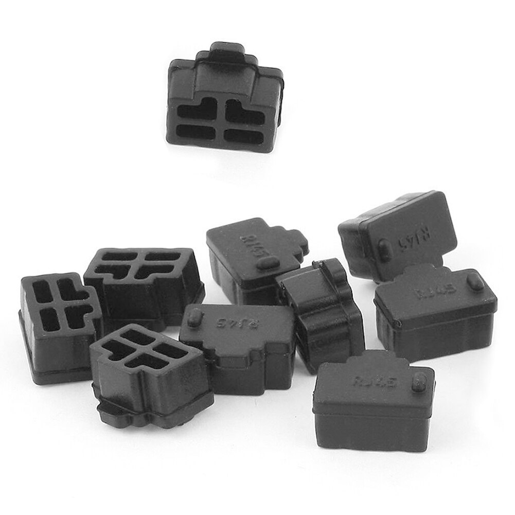 10 stk sort ethernet hub port  rj45 anti støvdæksel hætte beskyttelsesstik til  rj45 hunstik  #1109
