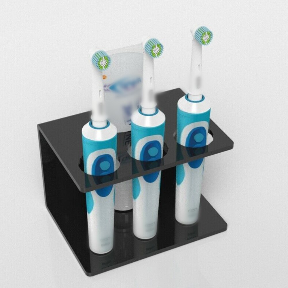 Akryl tandbørsteholder elektrisk tandpasta badeværelse hvid / sort 1 stk let at rengøre tandbørsteholder