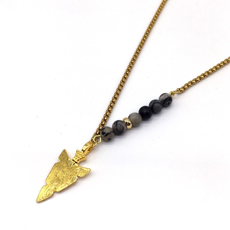 NAIQUBE 3 farben Vintage Halskette Männer Pfeil Anhänger Einfache Kette Perle Pfeil Lange Männer Halsketten Schmuck: 3