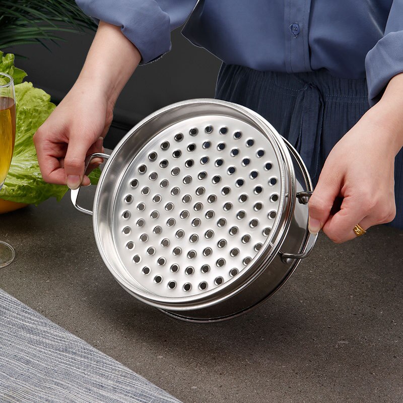 Stainless Steel Food Steamed Instant Pot Steamer Rack Cooker with Cover Food Steaming Tray Grid Double Ear Kitchen Cooking Tool