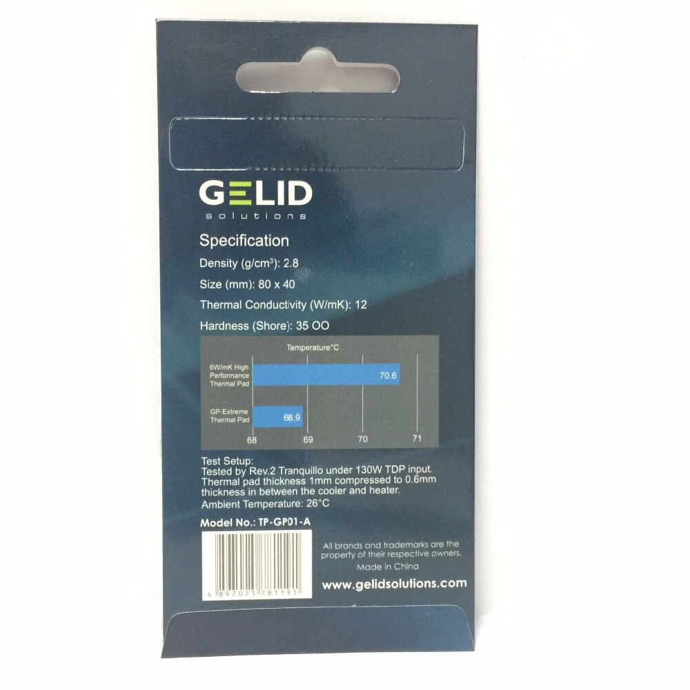Gelid gp-extreme 80 x 40 x 3.0mm stk cpu gpu kjøleribbe kjøling nord og sør bro grafikkort termisk pad konduktivitet w /mk12