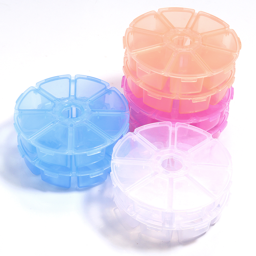 Runde Kunststoff transparent Lagerung Kasten Schmuck Perlen Container Angeln Werkzeuge Zubehör Kasten Kleine Gegenstände Kleinigkeiten Organizer fallen