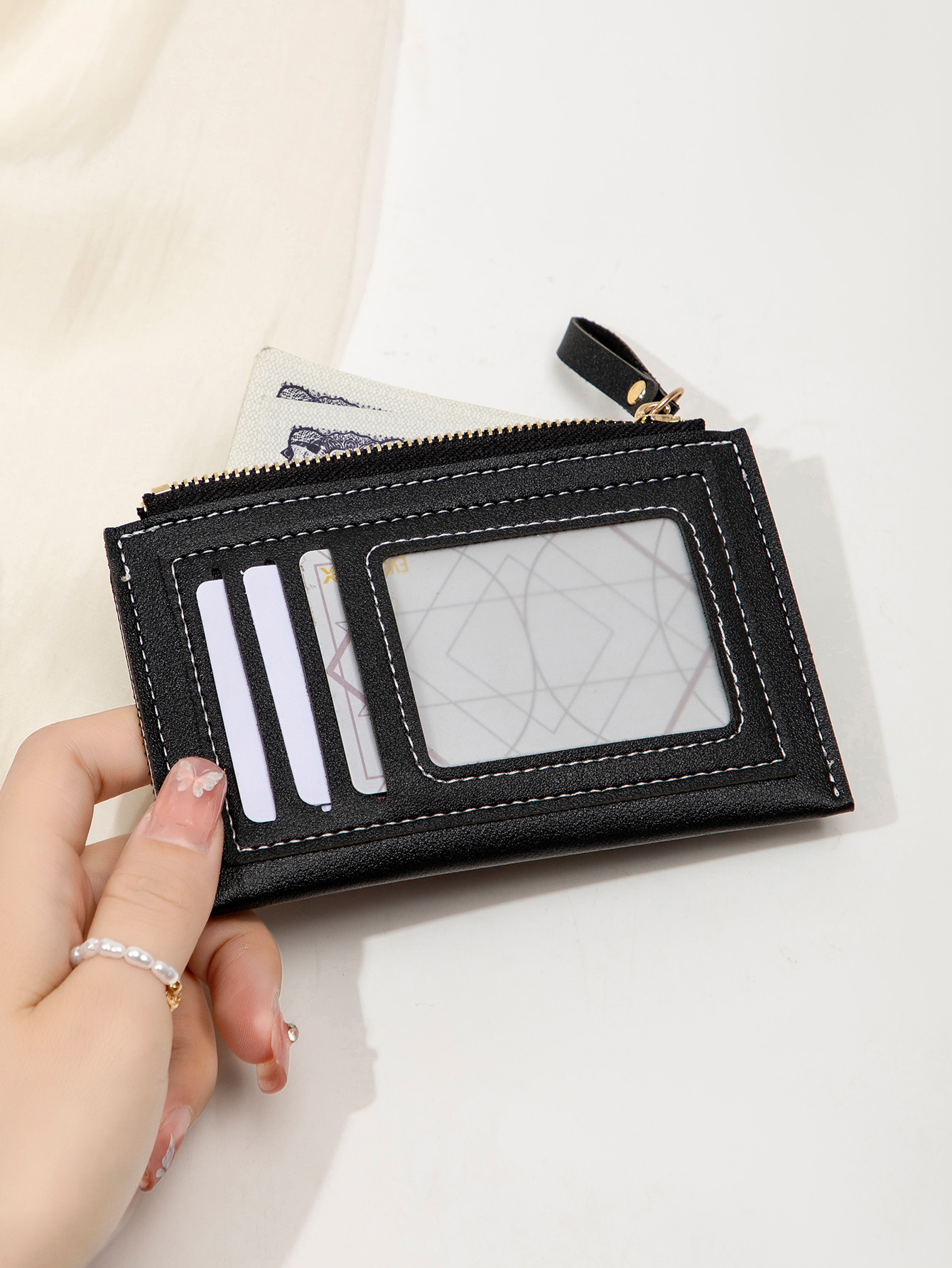 Minimalist ultra-thin coin wallet fashionable and portable PU leather wallet multifunctional credit card clip zipper card holder