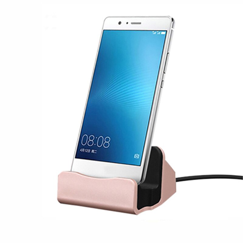 Docking Station Ladegerät Sync Daten Schnelle Lade Für Samsung S20 S10 S9 S8 Plus iPhone Xiaomi Redmi Micro USB Typ C Ladegerät: For iPhone / Rosegold