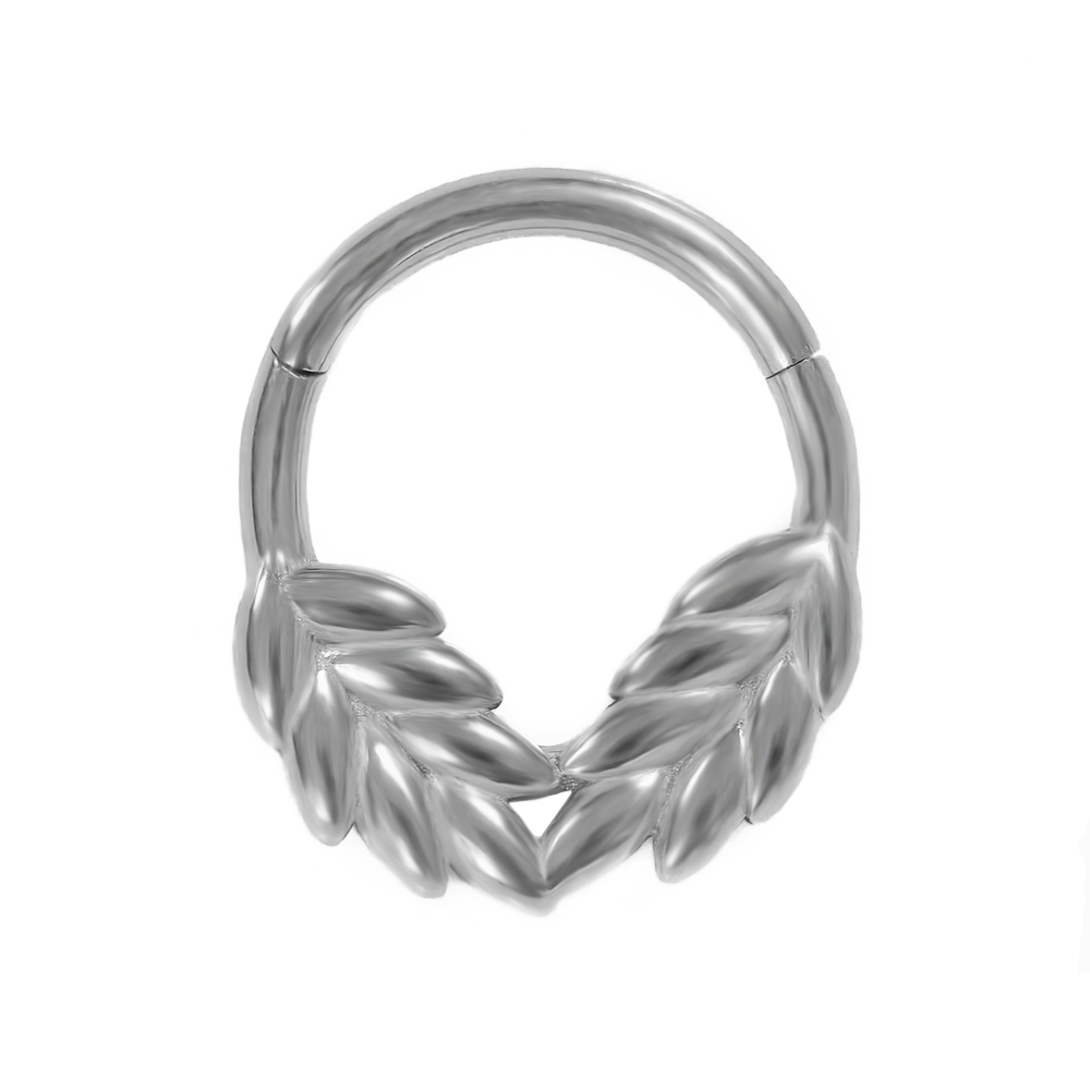 Wreath Septum Nose Ring Piercing Water Clicker 316L Stainless Steel Daith Clicker Helix Cartilage Earring BodyJewelry: Rhodium Plated