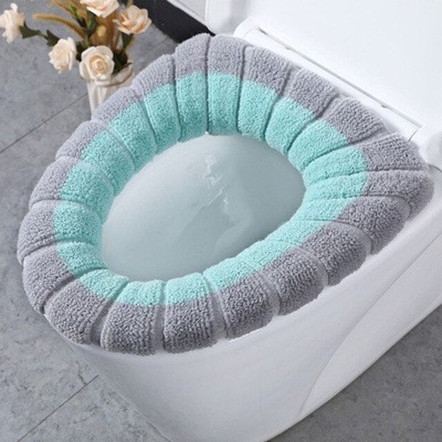 Badeværelsesvarmer toilet vaskbar blød pude sæde tæt skammel betræk låg måtte pude iskold toilet sæde betræk sæde puder badeværelse: Grå grøn