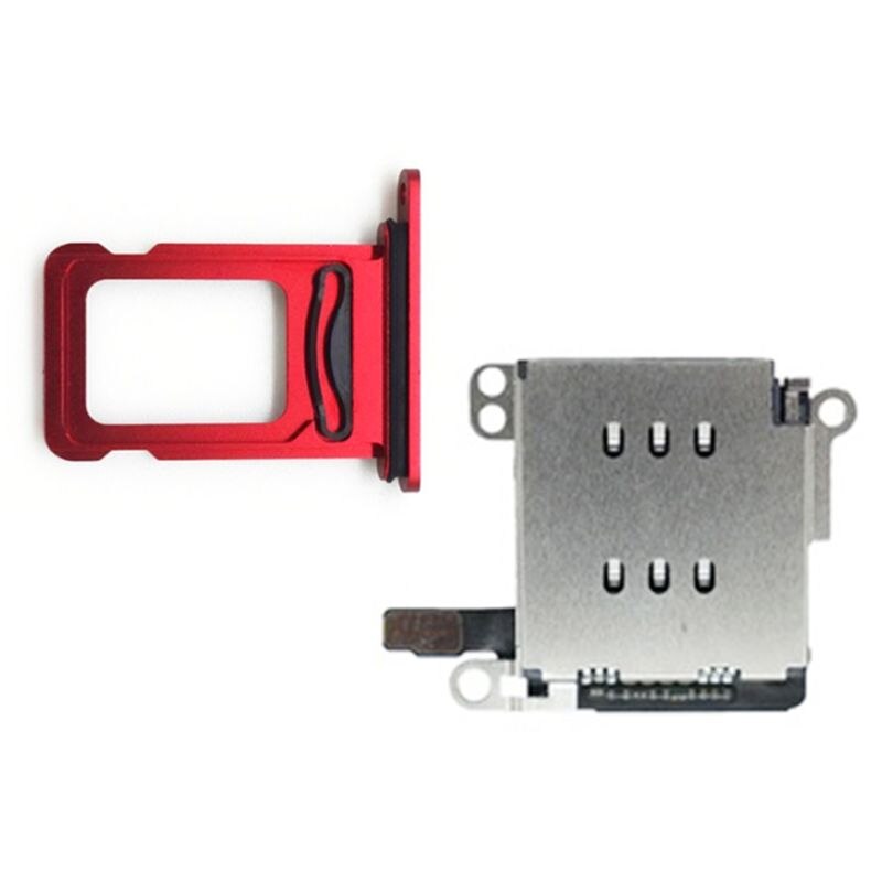 1Set Dual Sim Kaartlezer Connector Flex Kabel Met Kaart Lade Slot Houder Open Ejector Pin Voor Iphone Xr: Red