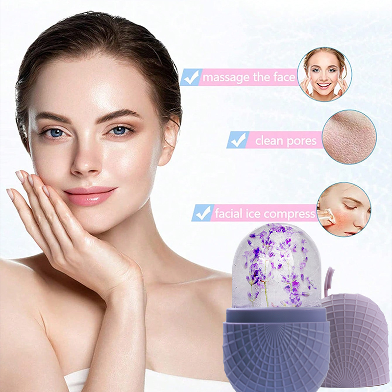 Rouleau de glace pour le visage et les yeux, rouleau de glace pour la beauté du visage, Massage sur glace du visage en Silicone, outil de soins de la peau réutilisable et étanche