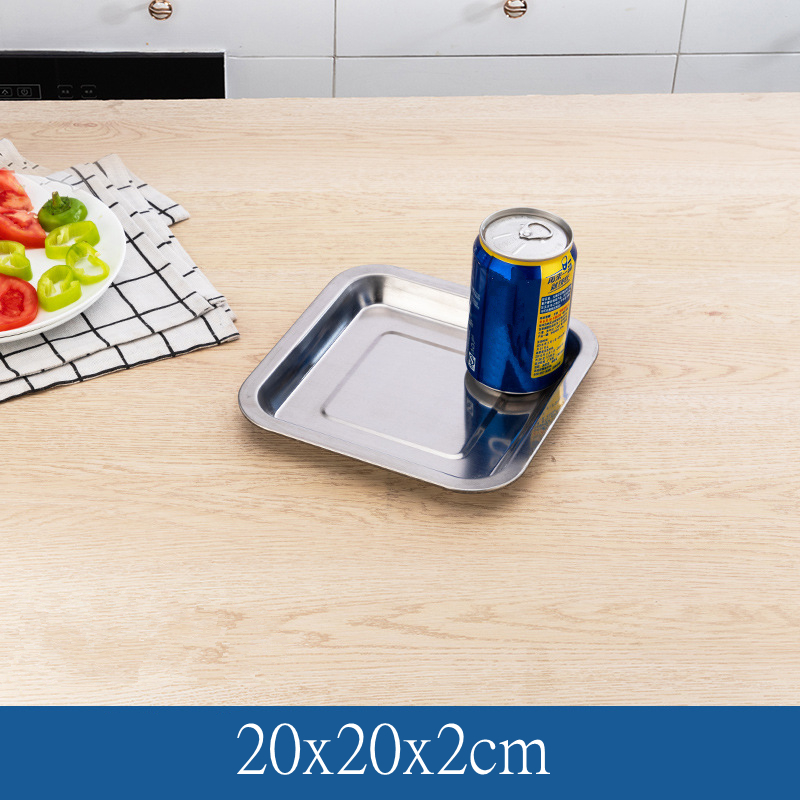 Stainless Steel Square Food Storage Tray Steamed Sausage Shallow Plate Bread Baking Pans Kitchen Accessories: black