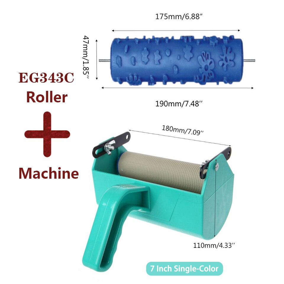 Wall Decoration Paint Painting Tools WIth 7" Rubber Roller Brush Tool Set 3D Pattern Wallpaper Home Room Decor Painting Machine: light green