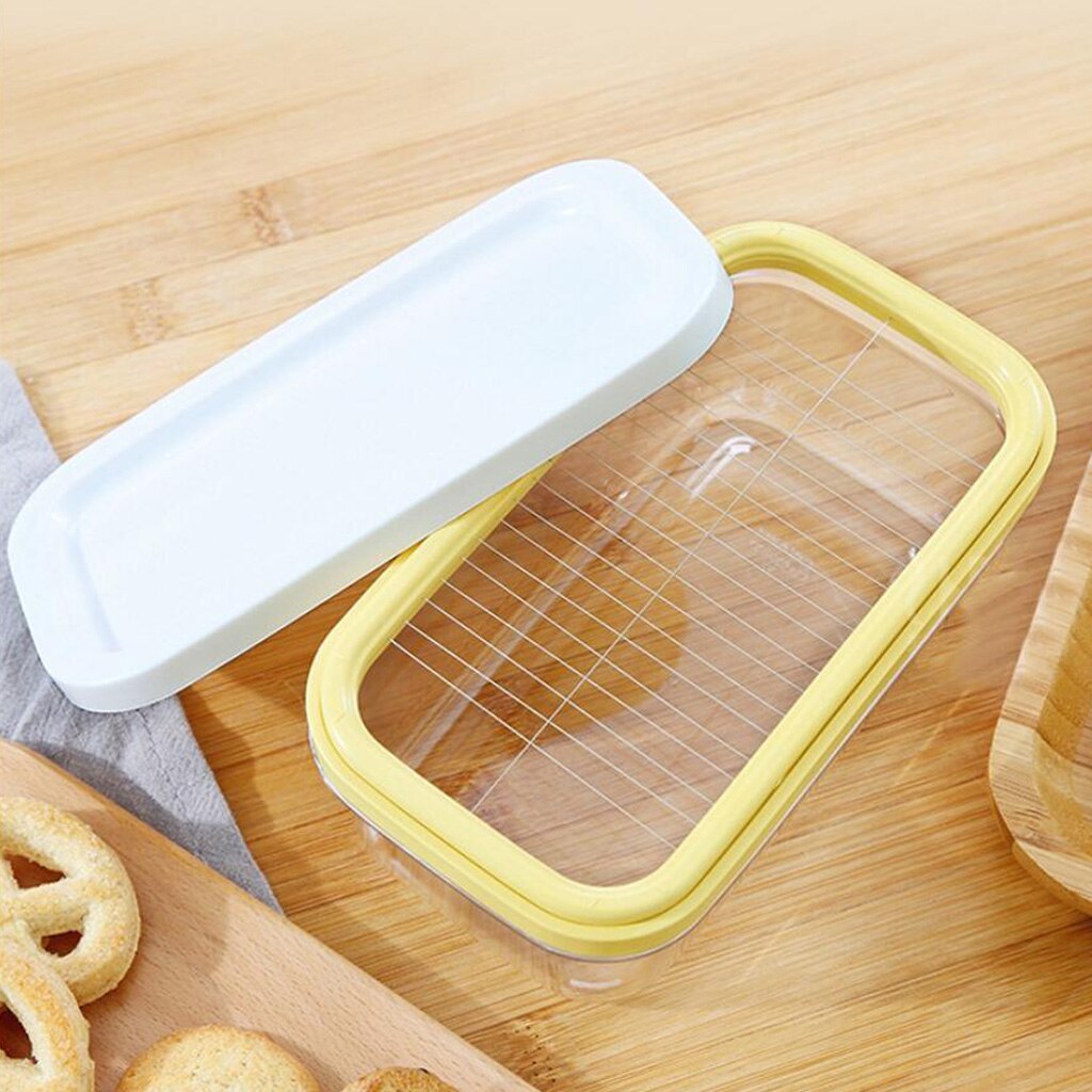 Beurrier en plastique avec couvercle, garde-beurre, récipient de stockage, coupe trancheur, idéal pour le rangement et la décoration de la cuisine