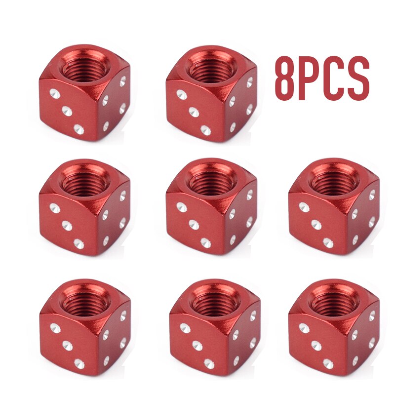 4pc 8pc Dice Valve Caps MTB Bike Tire Schrader Valve Stem Caps Car Trunk Mountain Road Bike Wheel Rims Bicycle Accessories: 8pc red