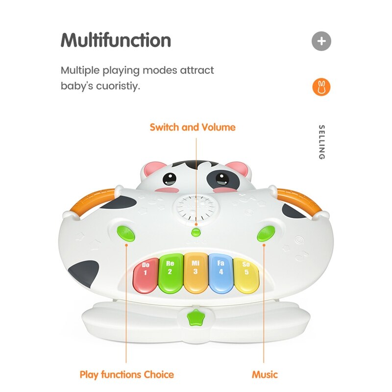 Tumama Baby Muziek Piano Kids Baby Instrumenten Peuter Speelgoed Educatief Leren Lied Koe Hamster Vorm Geometrische Blokken Sorteren