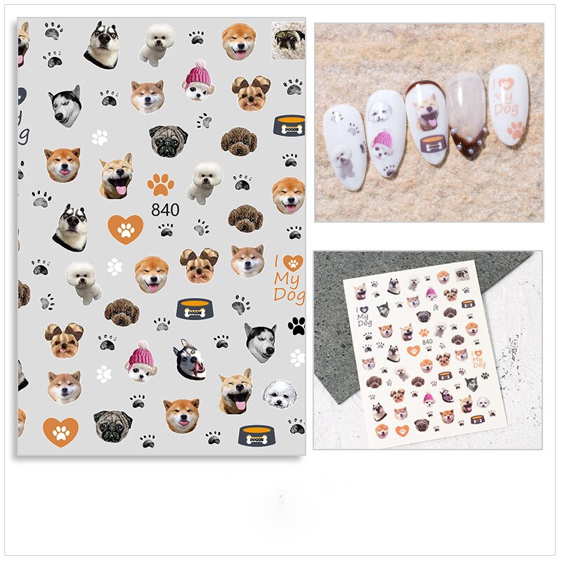 Dessin animé chien/chat/canard Nail Art autocollant belle chiot transfert d'eau décalque enveloppement complet mignon animaux curseur Nail Art décoration 1 pièces