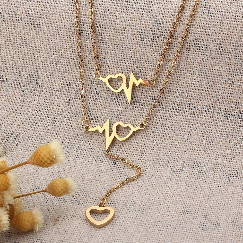 neue fein4U N007 316L Edelstahl Schmuck setzt Für Frauen Herz Anhänger Halskette & Ohrringe Hochzeit Schmuck-einstellen