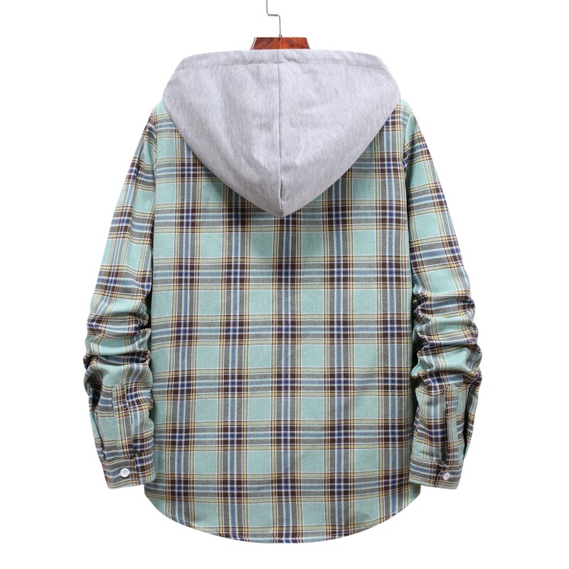 lässig Mit Kapuze Kariertes Hemd Männer Hemden Mit Langen Ärmeln Neue Frühling Herbst Plus Asiatische Größe M-5XL