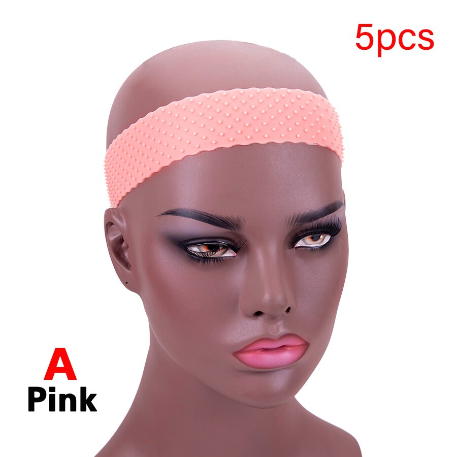 Alileader Silicone bande pour perruque gris rose blanc perruque Silicone bande pour l'usure perruques Transparent Silicone perruque bandeau: 5 pcs pink