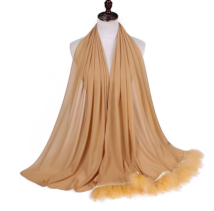 Feather Chiffon Scarf Hijab Plain Bubble Chiffon Scarf Women Popular Scarves Shawl Muslim Turban 72x175cm