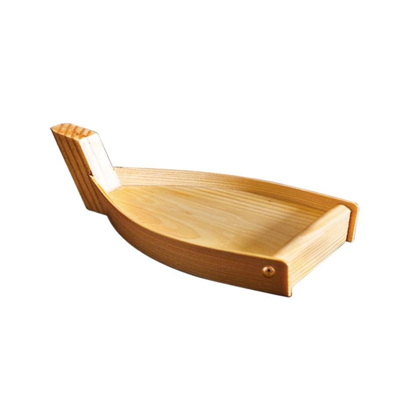 H7EA Japanese Cuisine Sushi Boat Wooden Serving Tray Seafood Platter Cold Dishes Ship Appetizers Container Kitchen Tableware: Light Boat Large