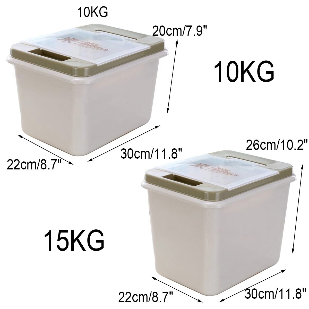 10/15Kg Rice Storage Box Sealed Moisture-proof Large Capacity Grain Flour Flip Container Kitchen Double Seal Rice Storage Box