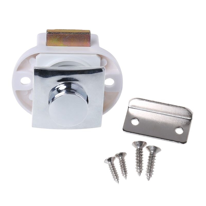 Car Push Lock RV Caravan Boat Motor Home Cabinet Drawer Latch Button Locks 1XCF: White1
