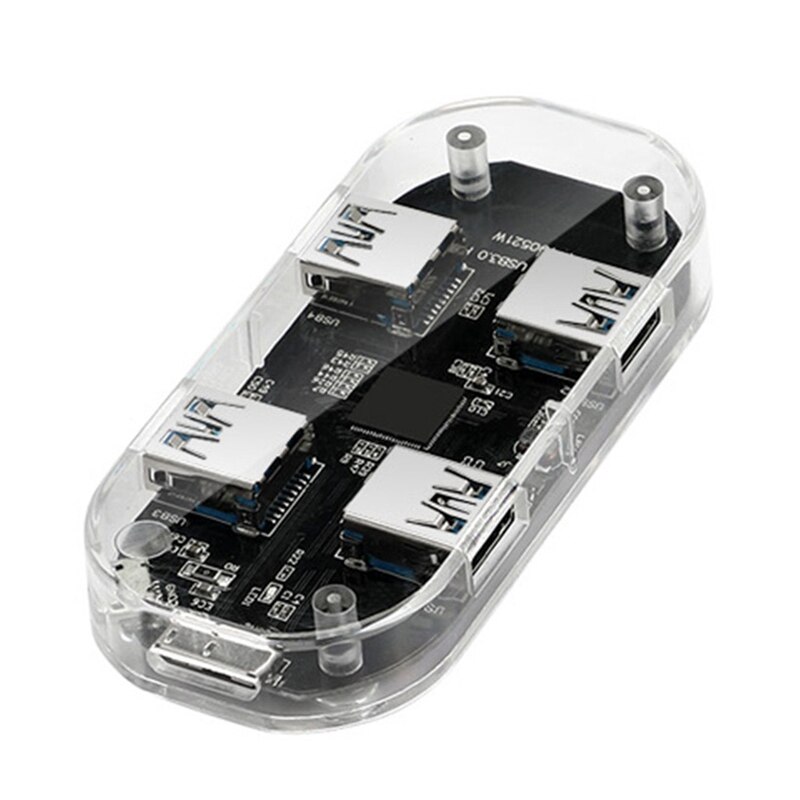 USB Hub Transparent USB3.0 Adapter 4 Port USB Combo TF SD Card Reader All in One for PC/Laptop