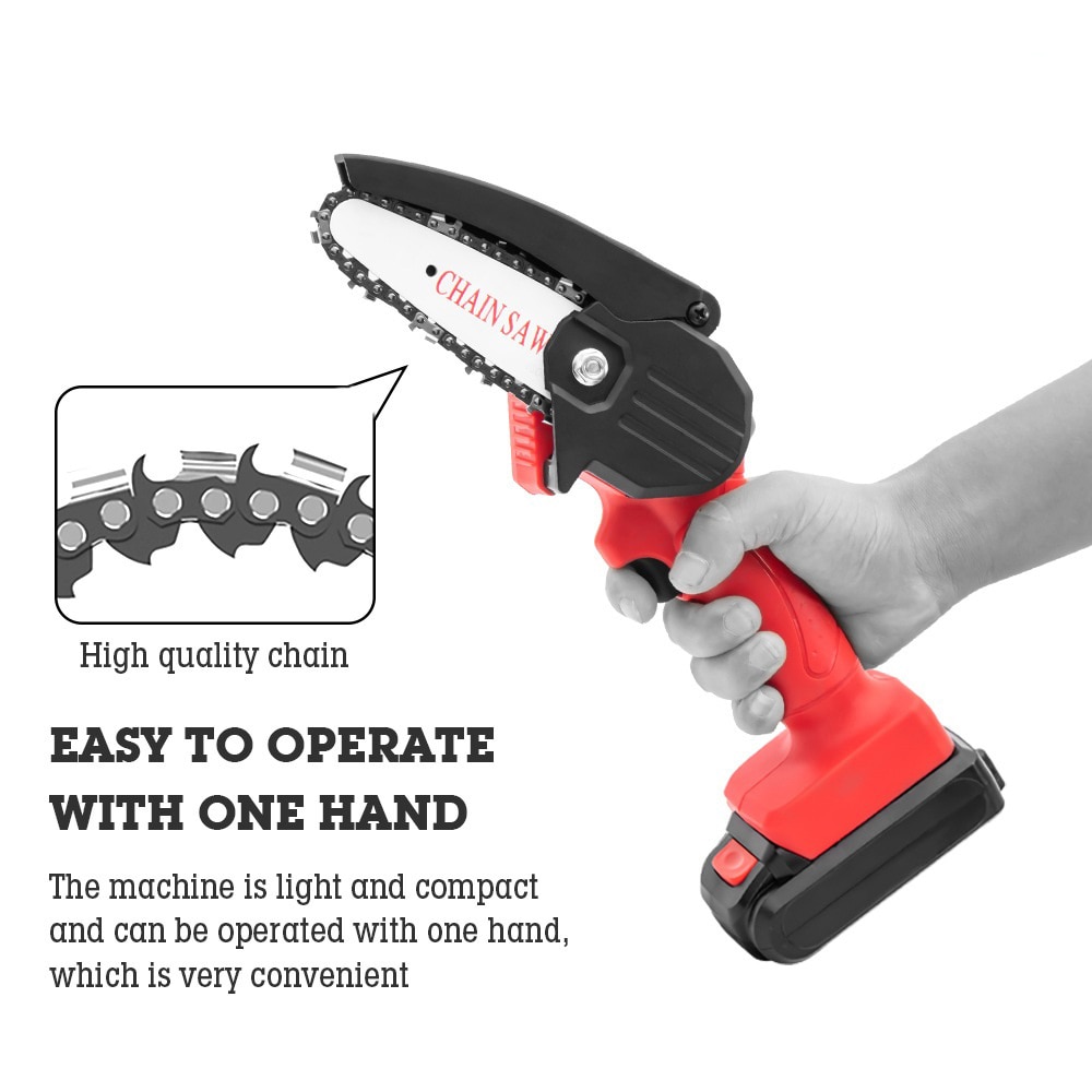 220V Rechargeable Electric Pruning Saw Cordless Chainsaw Small Wood Splitting Chainsaw One-handed Pruning Tool Power Chain Saw