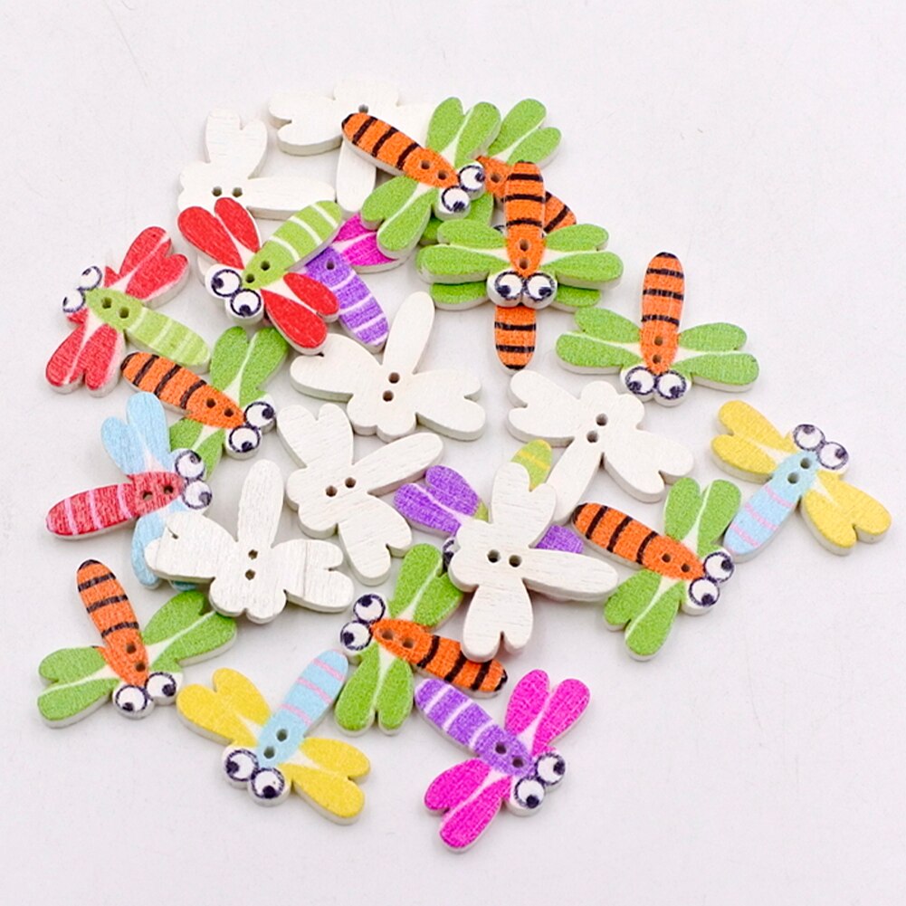 50 Stuks Dragonfly Vorm Houten Knop S 2 Gaten Scrapbooking Naaien Accessoires