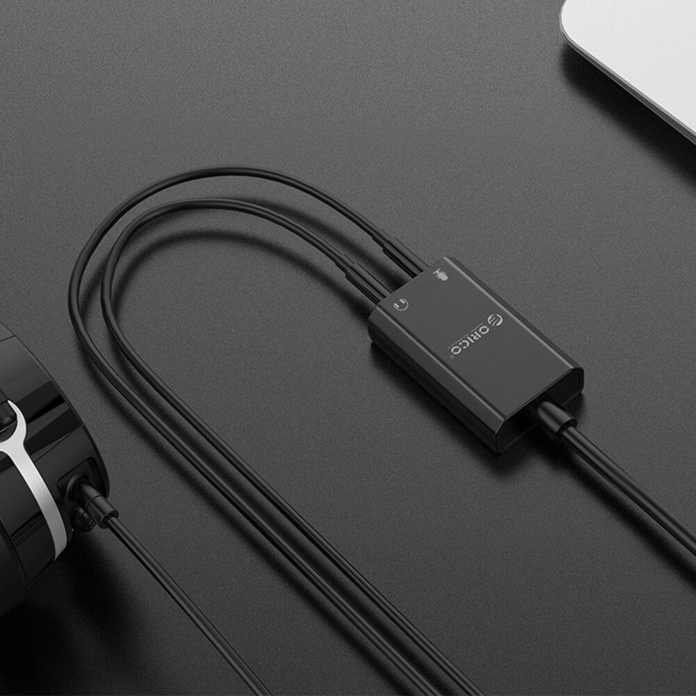 ORICO-Adaptador de tarjeta de sonido para ordenador portátil, interfaz de Audio USB, micrófono externo de 3,5mm, auriculares