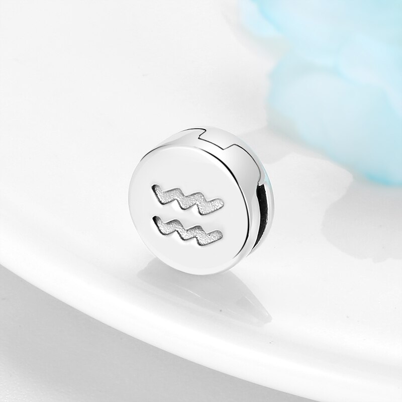 Runde 925 Sterling Silber Kreative 12 Konstellation Wassermann Stern Perlen passen Original Reflexionen Charme Armbinde Schmuck Machen