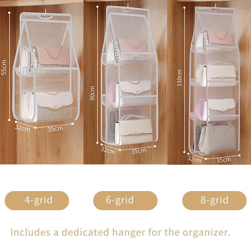 Hanging Handbag Organizer Wardrobe Closet Transparent Storage Bag Door Wall Clear Sundry Shoe Bag Hanger Pouch Accessories Stuff: Light Grey / 11-15 Cells