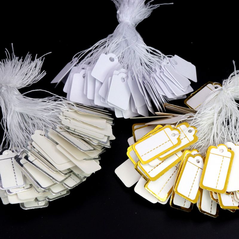 100 pezzi di cartellini dei prezzi rettangolari con etichetta di carta in corda per carte regalo di gioielli accessori da forno fai da te fatti a mano tutto'ingrosso