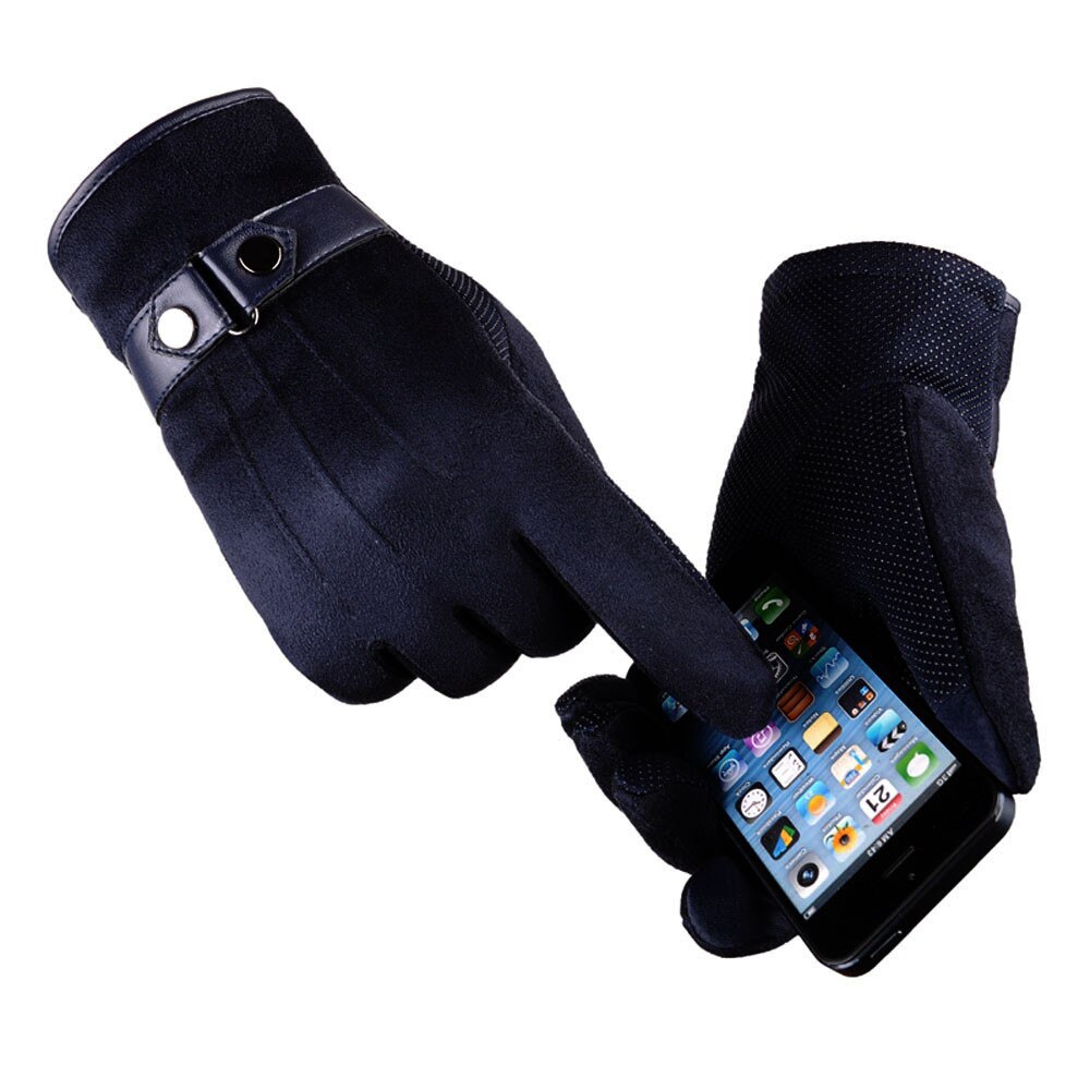 Material Winter Gloves Waterproof Windproof Cotton Gloves Anti Slip Men Motorcycle Ski Snow Unisex Gloves YA: Navy Blue