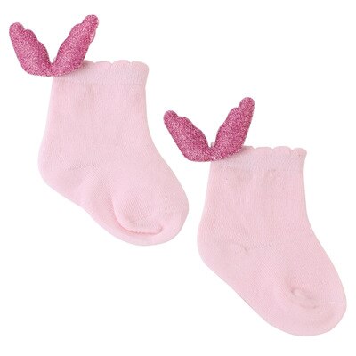 Efterår vinter baby baby pige sokker nyfødte bomulds sokker til børn englevinger baby piger drenge gulv sokker baby 0-2: Lyserød / 12m