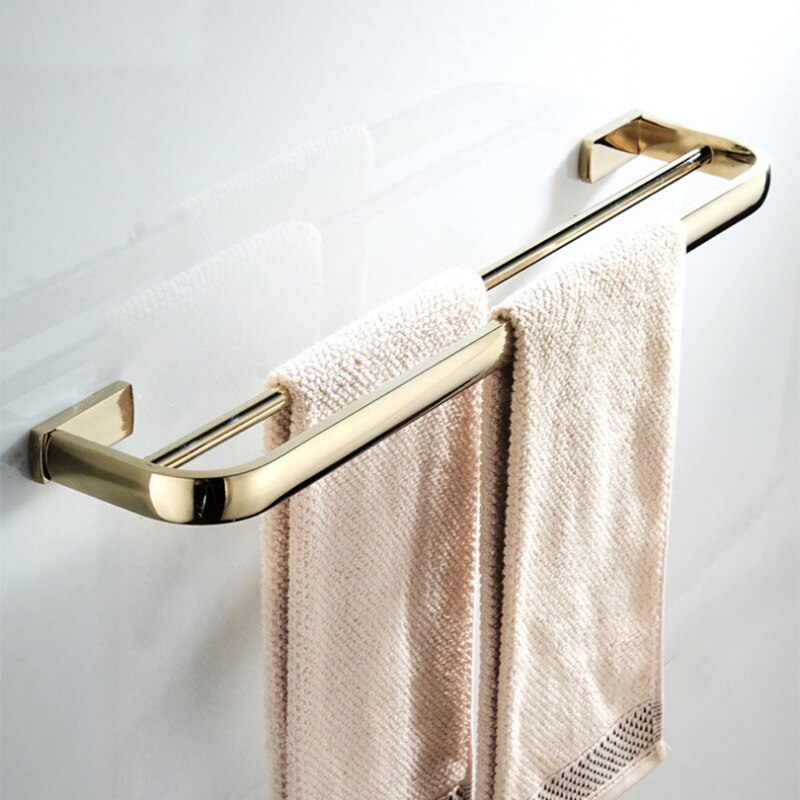 Toallero de baño blanco de latón , colgador de toallas doble montado en la pared, estante para Lavaroty, cocina, baño, Hotel, 57 CM: Oro