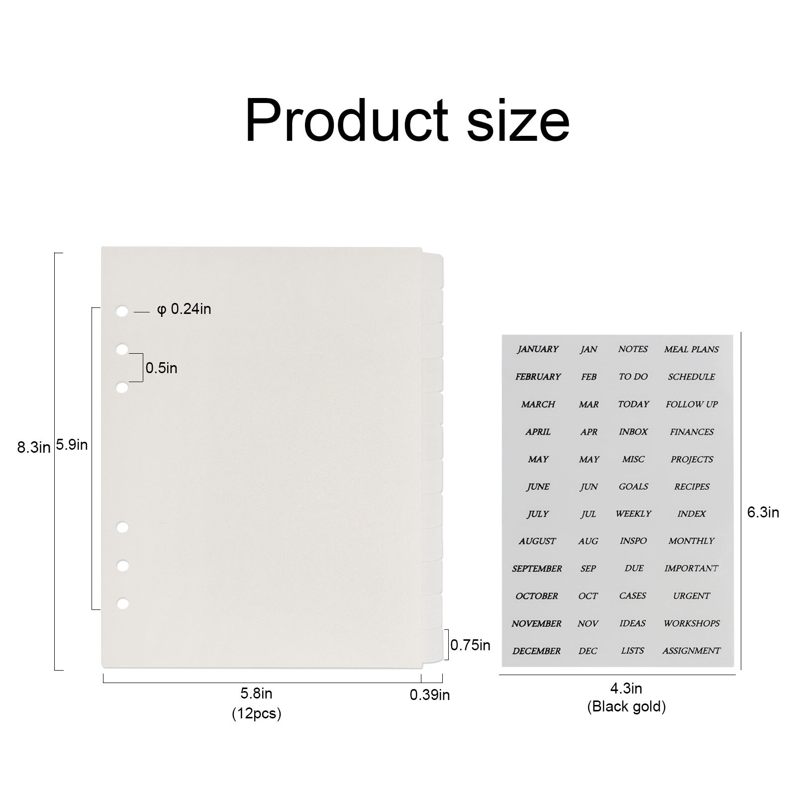 6 Hole A5 Dividers Tabs 12pcs Plain White A5 Plastic Tab Dividers Monthly Planner Clear Dividers