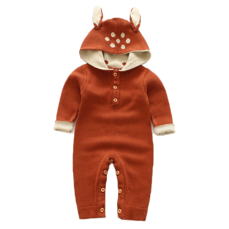 Infant Newborn Baby Toddler Boys Girls Long Sleeve Deer Hooded Jumpsuit Baby Boys Girls Rompers Clothes